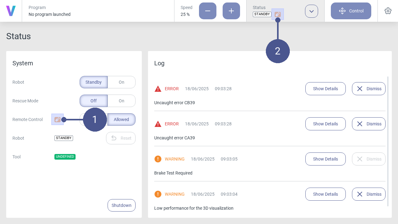 Overview status badges
