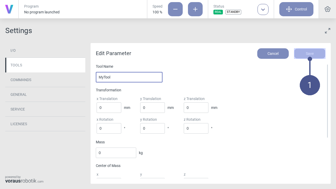 Save tool parameters