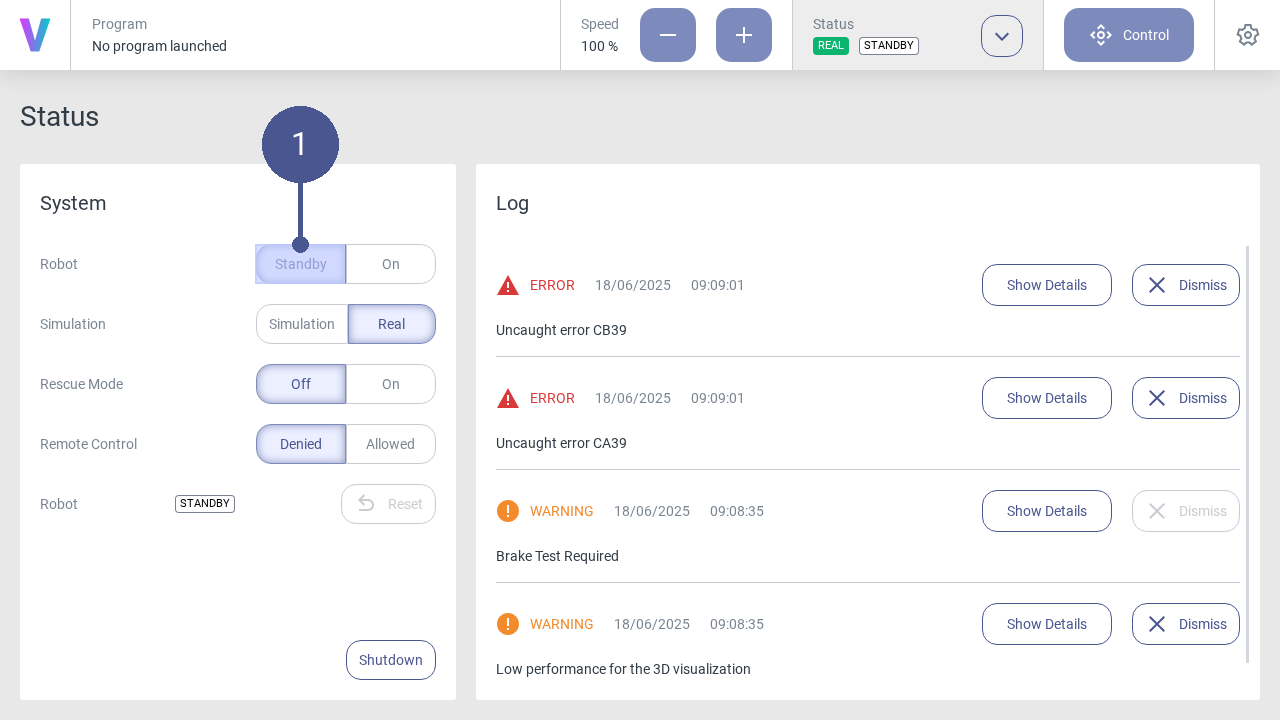 Robot in standby mode