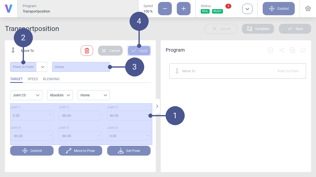 Move-To command: **Home position**