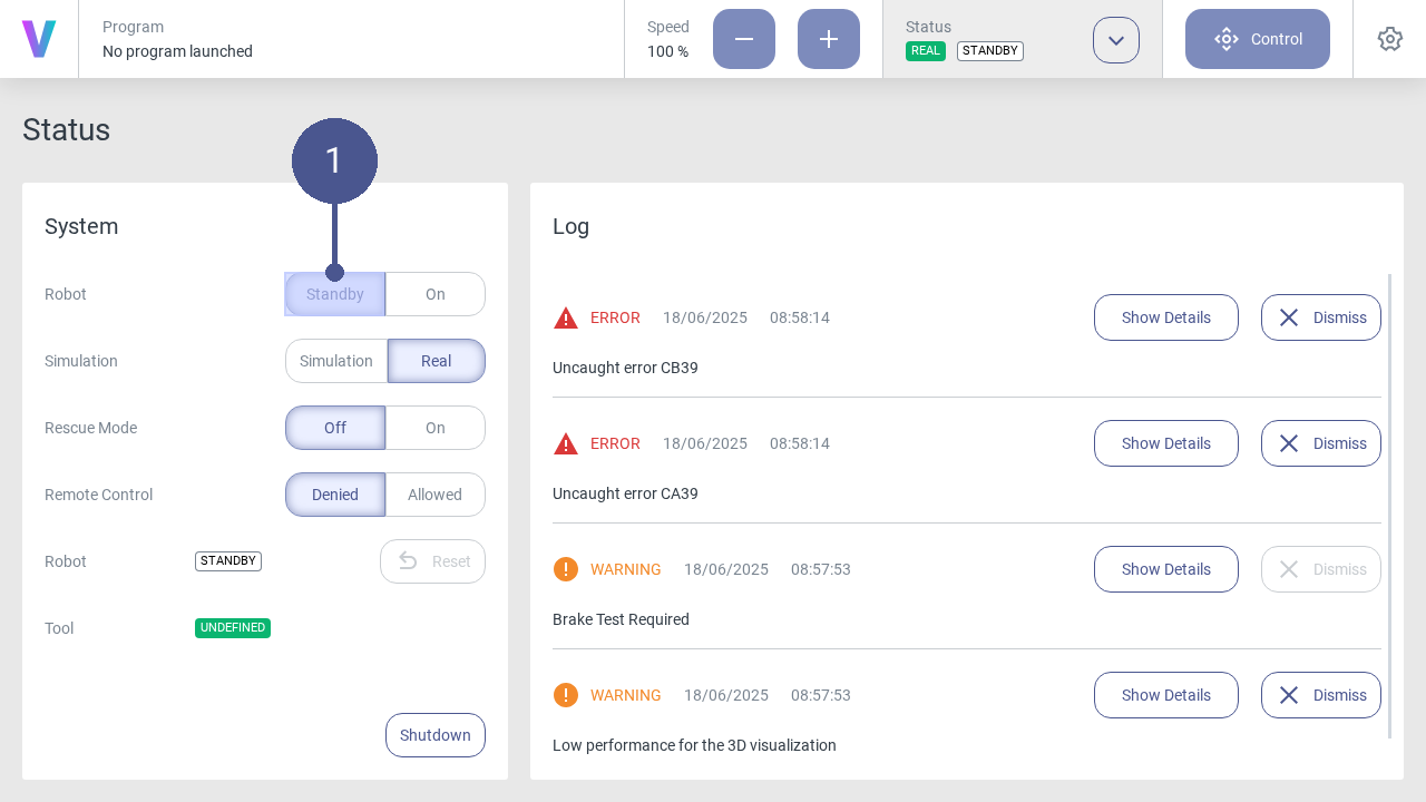 Robot in standby mode