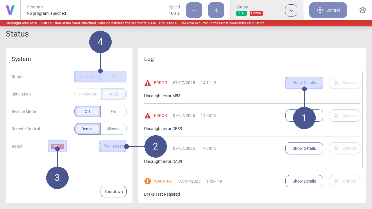 Reset errors