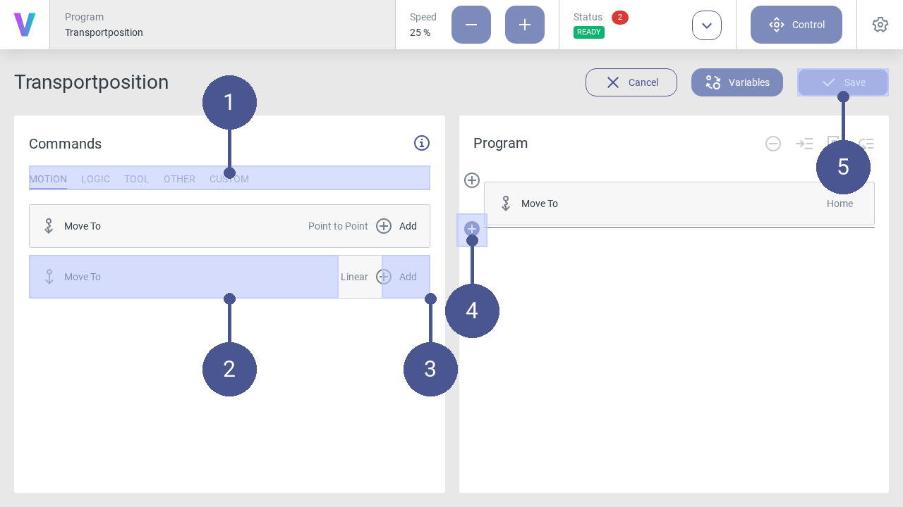 Add commands to program