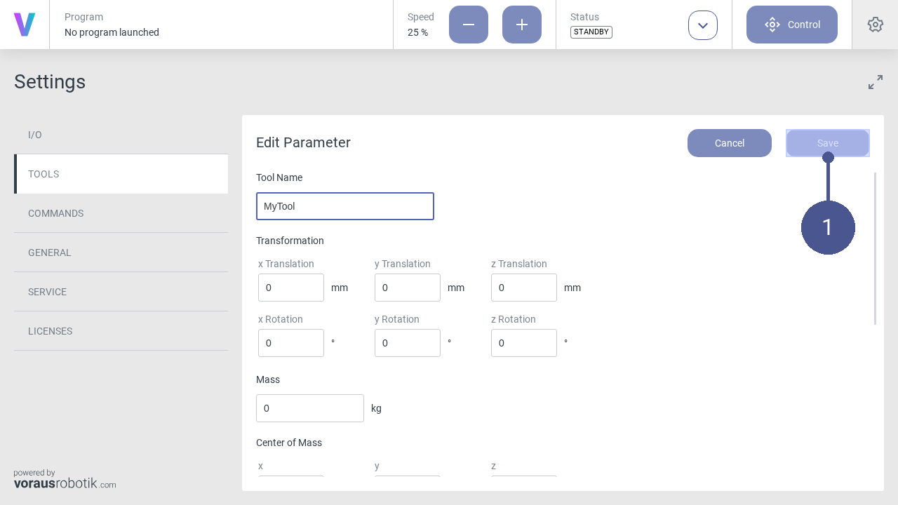 Save tool parameters