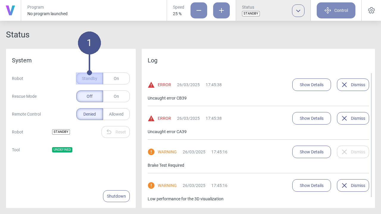 Robot in standby mode