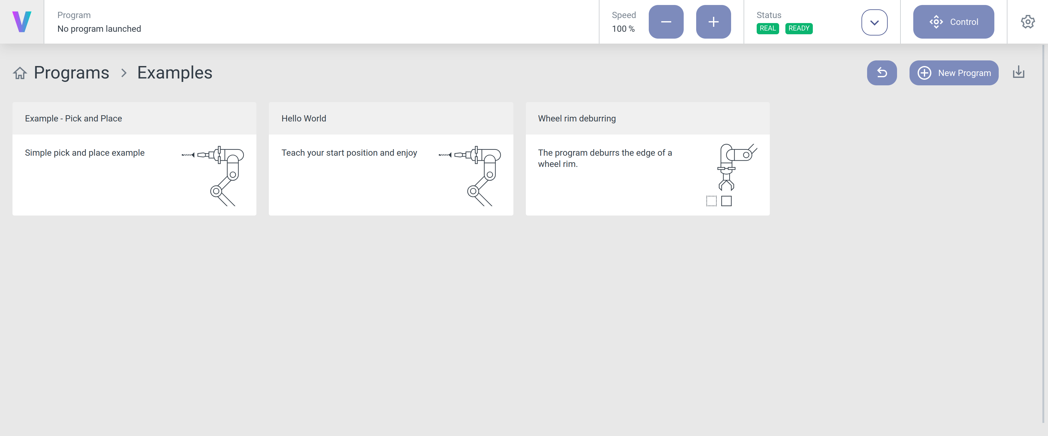 Example programs of the virtual evaluation docker image