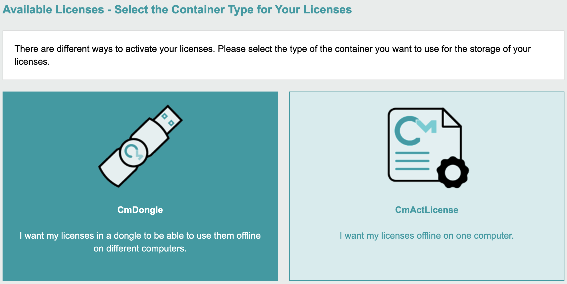 Select container type
