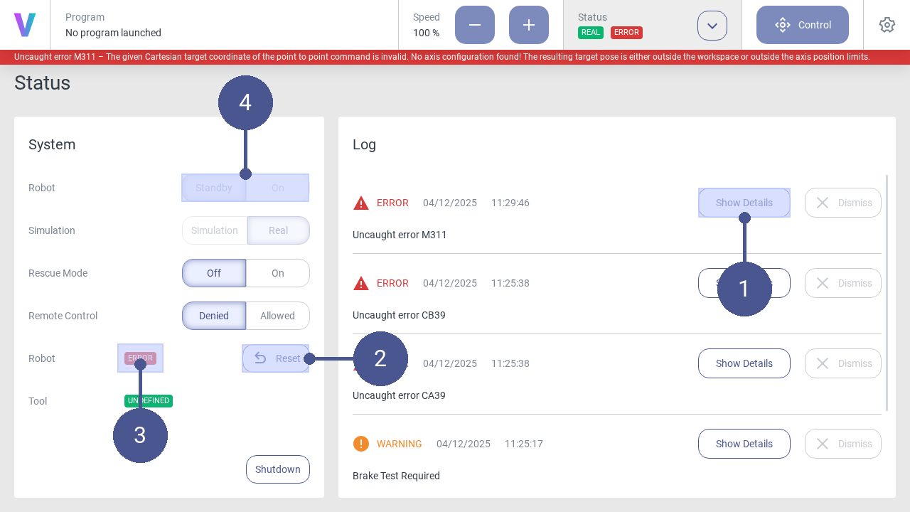 Reset errors